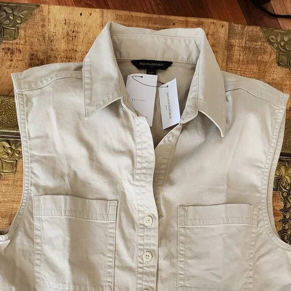 BANANA REPUBLIC Twill Mini Romper Size S Petite - Picture 3 of 7